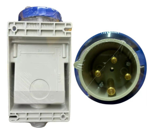 Kit Tomada N4509 + Plug N4579 63a 3p+t 200/250v Azul Steck Azul