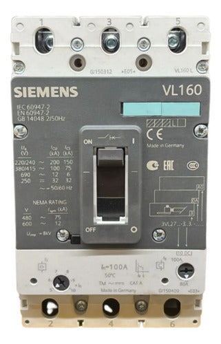 Disjuntor Tripolar 100a 3vl2710-3dc33-0aa0 Siemens