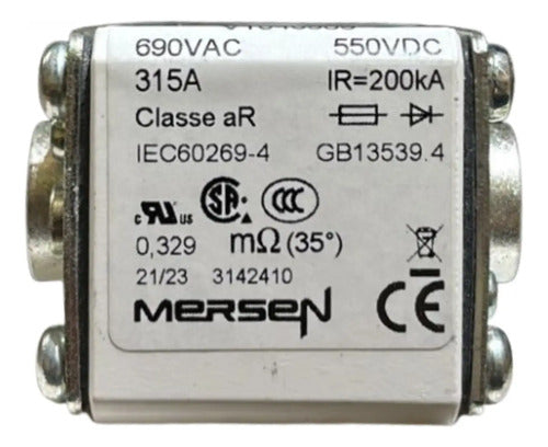 Conjunto: 3 Fusíveis 315a 500/690v Vw3a98cf3169 Schneider 690v