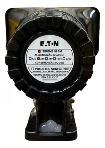Sirene Eletrônica Programável 98sm 98sm024 24v Eaton Preta