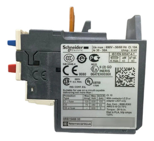 Relé De Sobrecarga Térmica 30-38a Lrd35 Schneider 690v