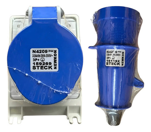 Kit Tomada N4209 + Plug N4279 32a 3p+t 220/240v Azul Steck Azul