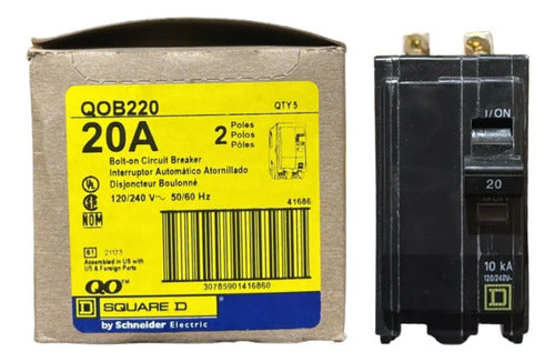 Disjuntor Qob 2p 20a 120/240v 10ka Qob220 Schneider