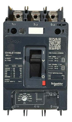 Disjuntor Mag Tesys Gv4 115a Mn 100ka Gv4le115s6 Schneider 380/415v