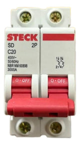 Kit Com 2: Disjuntor Bipolar Sdd62c20 20a Curva C Steck