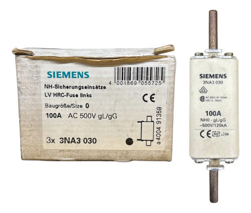 Fusível Nh0 Retardado 100a 500v 3na3030 Siemens 500v