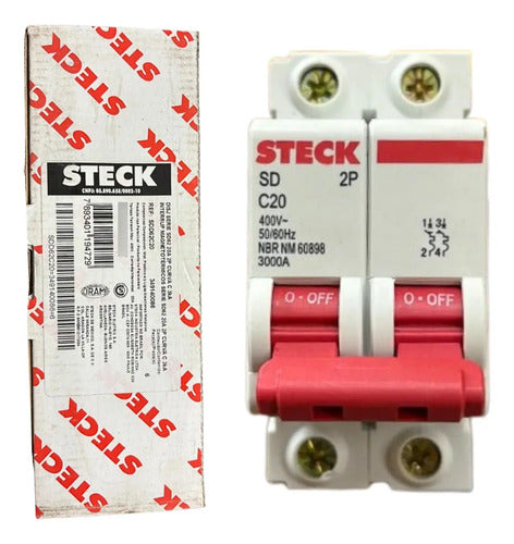 Kit Com 2: Disjuntor Bipolar Sdd62c20 20a Curva C Steck