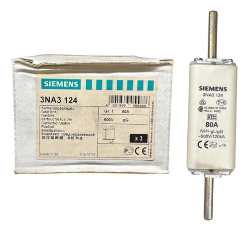 Kit Com 2: Fusível Nh01 Retardado 80a 500v 3na3124 Siemens 500v