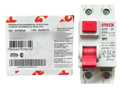 Interruptor Diferencial Sdr26330 2p 63a 30ma Steck