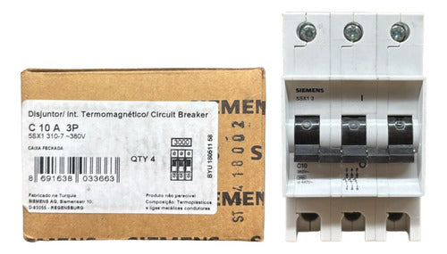 Kit Com 2: Disjuntor Tripolar 10a Curva C 5sx1310-7 Siemens