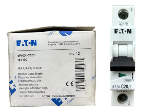 Kit C/ 10 Pçs: Disjuntor 1p Bfaz4-c20/1 20a 4,5ka Eaton -