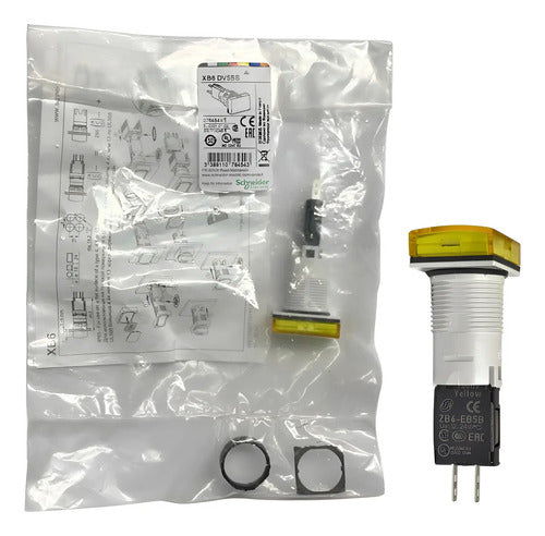 Sinalizador 16mm Retangular Led Amarelo Xb6dv5bb Schneider 12-24vca/cc