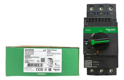 Disjuntor Motor Com Everlink 17-25a Manopla Gv3p25 Schneider 690v 50-60 Hz