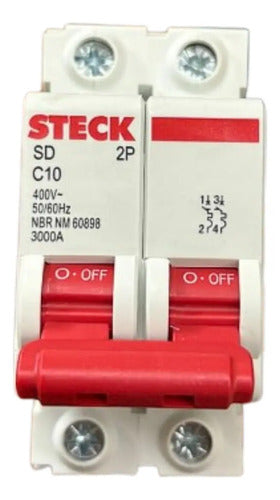 Kit Com 2: Disjuntor Bipolar Sdd62c10 10a Curva C Steck