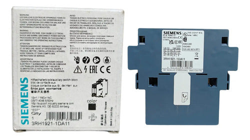Bloco Contato Auxiliar Lateral 1na+1nf 3rh1921-1da11 Siemens Não Informado