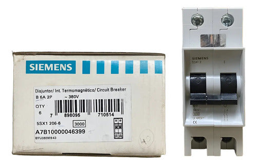Disjuntor Termomagnético 2p 5sx1206-6 6a Siemens