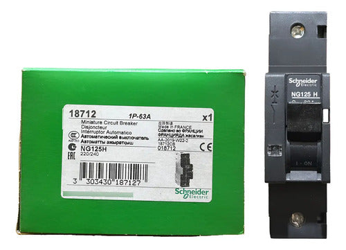 Disjuntor Unipolar Ng125h Curva C 63a 18712 Schneider 230 50/60 Hz