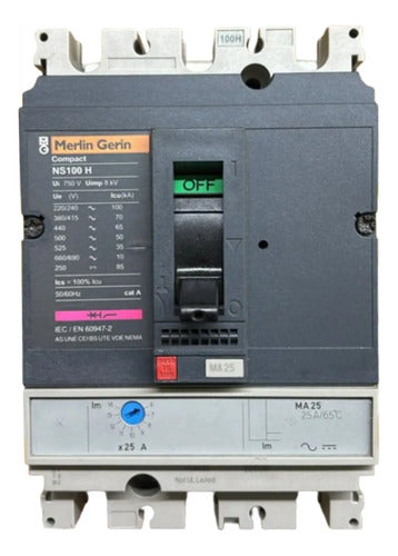 Disjuntor Tripolar Ns100h-ma25 25a Merlin Gerin