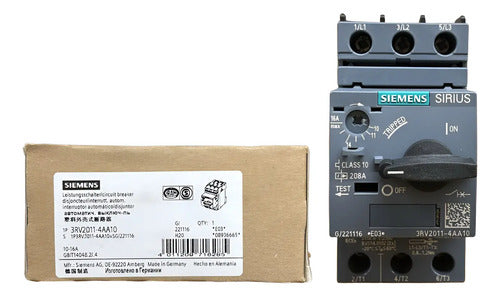 Disjuntor Motor 3rv2011-1aa10 1,1-1,6a Siemens - 50/60hz