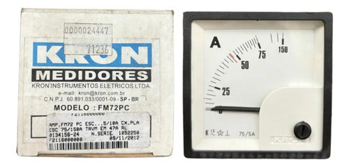 Amperimetro Fm72pc 72x72mm 75/150/5a Travamento Em 47a Kron