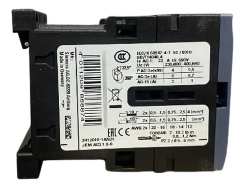 Contator 3rt2016-1an21 9a 220v Siemens 220v