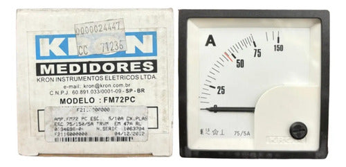 Amperimetro Fm72pc 72x72 75/150/5a Trvm Em 47a Kron