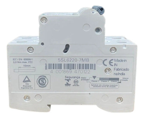 Disjuntor 5sl6220-7mb 2p C20 Siemens