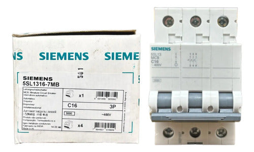 Disjuntor Tripolar 16a Curva C 5sl1316-7mb Siemens