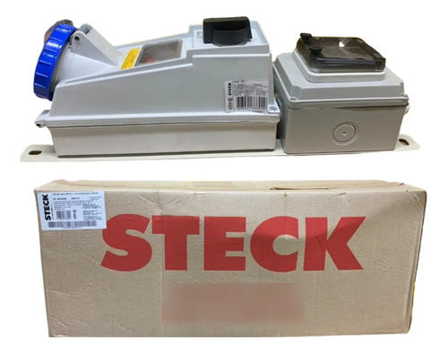 Tomada Sob 3p+t 32a 200/250v 9h Az Ddr Ip67 Ss4209ddr Steck  Azul