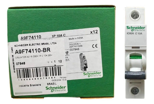 Disjuntor Acti9 Ic60n 1p 10a Curva C A9f74110 Schneider