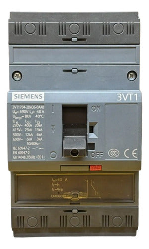 Disjuntor Tripolar 3vt1704-2da36-0aa0 40a Siemens