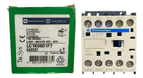 Contator 3p 6a 1nf 110vca Lc1k0601f7 Telemecanique 110vca