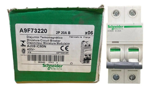 Disjuntor Acti9 Ic60n 2p Curva B 20a 440v A9f73220 Schneider