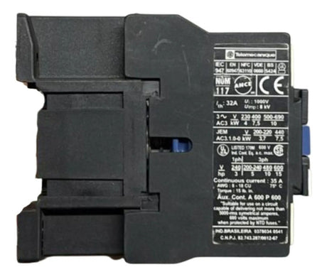 Contator Tripolar 60hz 220v Lc1d1801m6 Telemecanique 220v