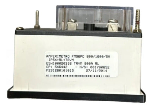 Amperimetro Fm96pc 800/1600/5a Travamento Em 800a Ip54 Kron
