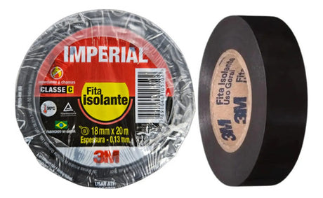 Fita Isolante Imperial 3m 18mmx20m Preta Kit Com 10 Peças Preto Fita Isolante Imperial 3m