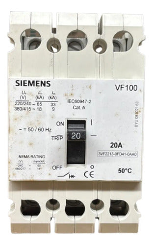 Disjuntor Tripolar 20a 240/415v 3vf2213-0fd41-0aa0 Siemens
