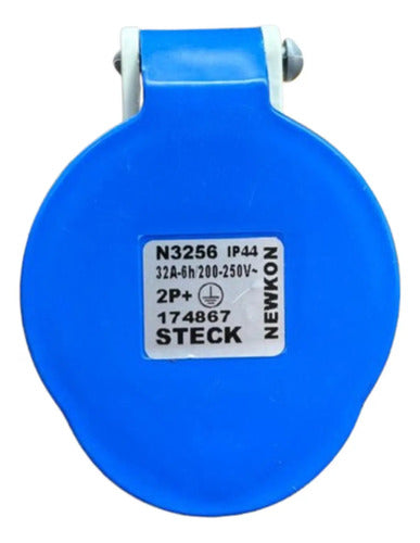 Kit Com 2: Acoplamento N3256 32a 2p+t 200/250v 6h Az Steck Azul