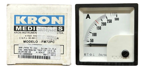 Amperímetro Fm72pc 250/500/5a Travamento Em 169a Ip54 Kron