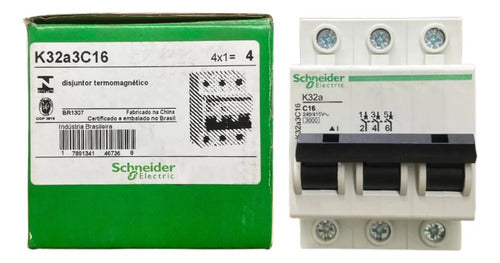 Disjuntor Termomagnetico Curva C 3p 16a K32a3c16 Schneider