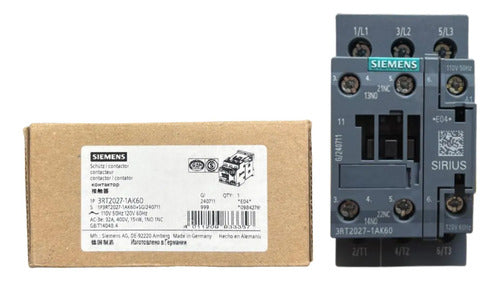Contator 32a 120v 3rt2027-1ak60 Siemens 120v