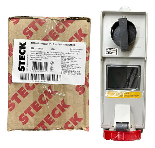 Tomada Ss4006b 3p+t 16a 380/440v 6h Bloqueio Vermelho Steck Vermelho