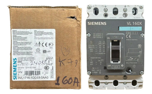 Disjuntor Tripolar 160a 3vl1716-1dd33-0aa0 Siemens