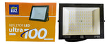Kit 2 Refletores Led Branco Ultra 100w Ultraluz Bivolt 6500k 110v - 220v Preto Branco