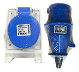 Kit Tomada N4009 + Plug N4079 16a 3p+t 220/240v Azul Steck Azul
