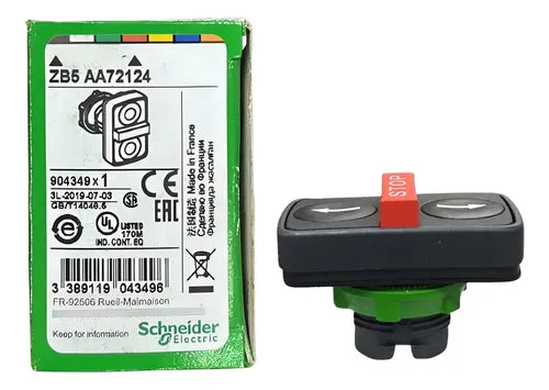 Cabeçote P/ Botão Triplo 22mm Plástico Zb5aa72124 Schneider Preto E Vermelho -