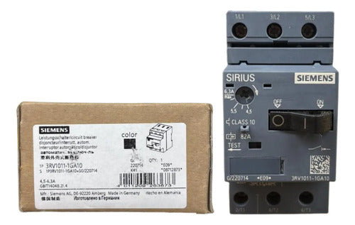 Disjuntor Motor 3rv1011-1ga10 4,5-6,3a Siemens Não Informado 50/60hz