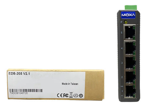 Switch Ethernet 5 Portas 10/100base-t(x) Eds-205 V2.1 Moxa