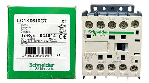 Contator Tripolar 6a 1na 120vca Lc1k0610g7 Schneider 120 Vca