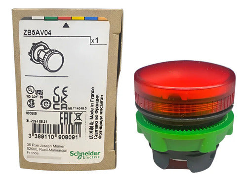 Kit Com 2 Peças: Cabeçote 22mm Vermelho Zb5av04 Schneider